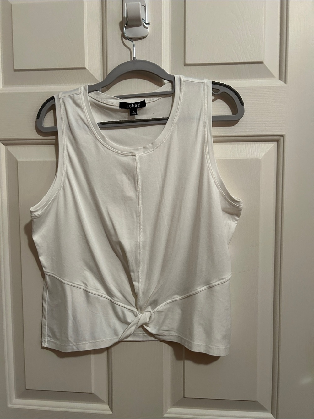 Zobha Cream Front-Knot Sleeveless Tank Top